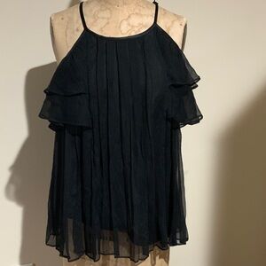 Sweet face Black Ruffle Sleeveless Top size 4 sheer